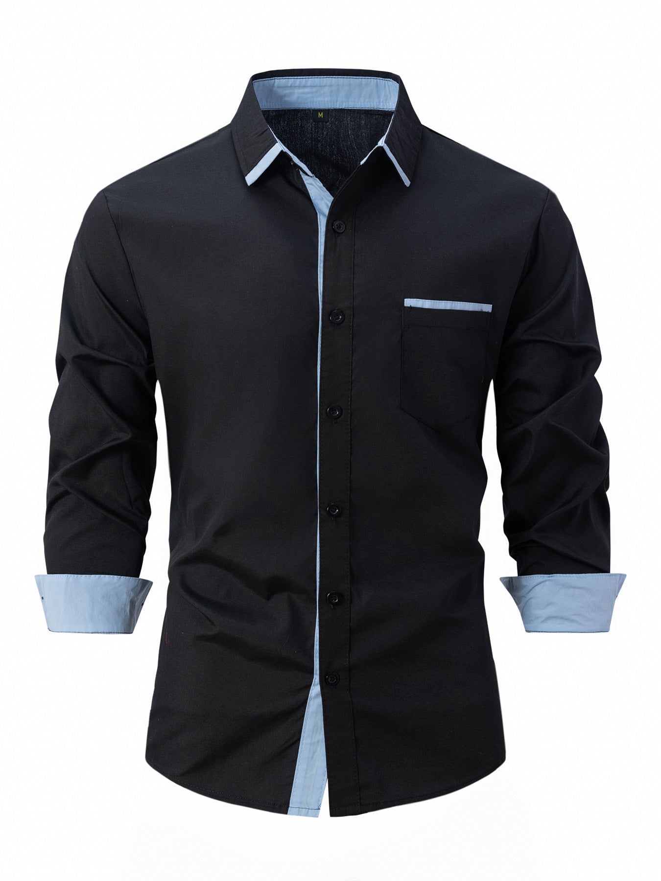 Cotton Men's Color Matching Business Slim Casual Shirt