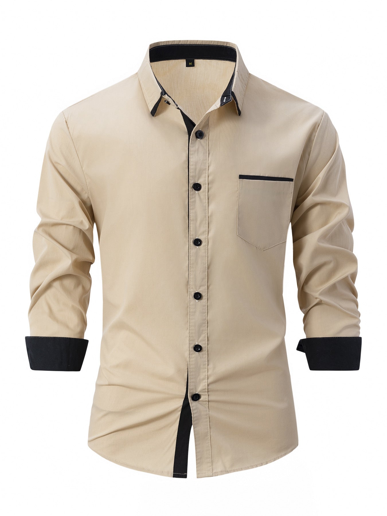 Cotton Men's Color Matching Business Slim Casual Shirt