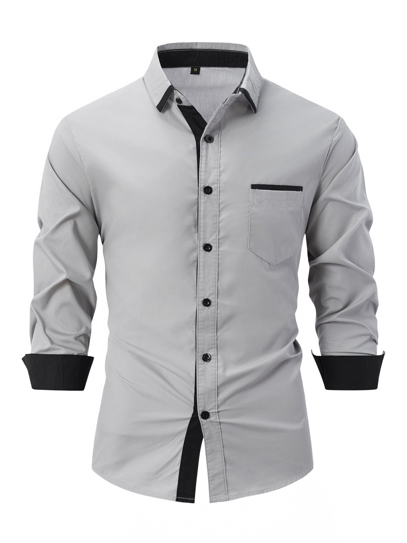 Cotton Men's Color Matching Business Slim Casual Shirt