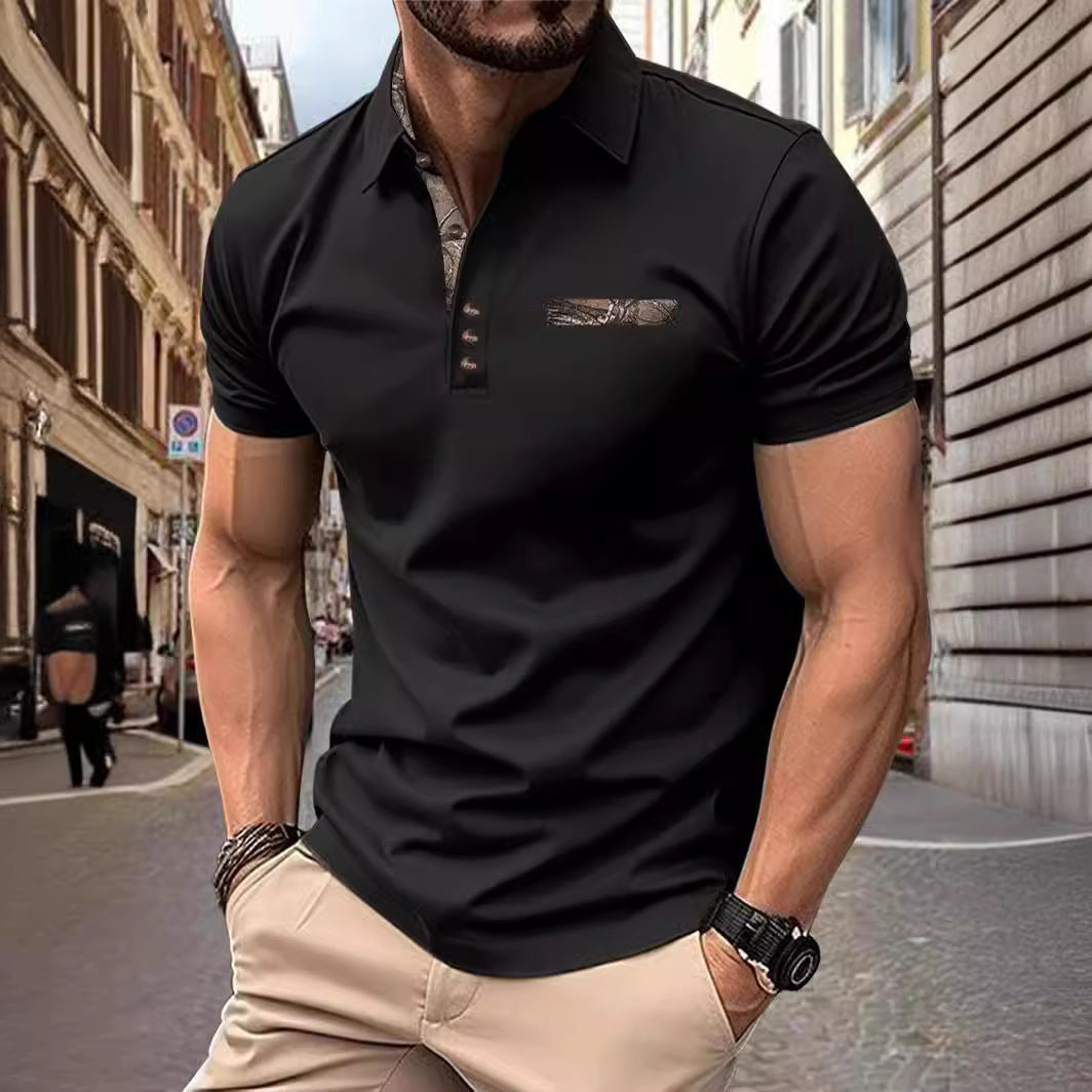 Men's Button Lapel Sports Short Sleeve