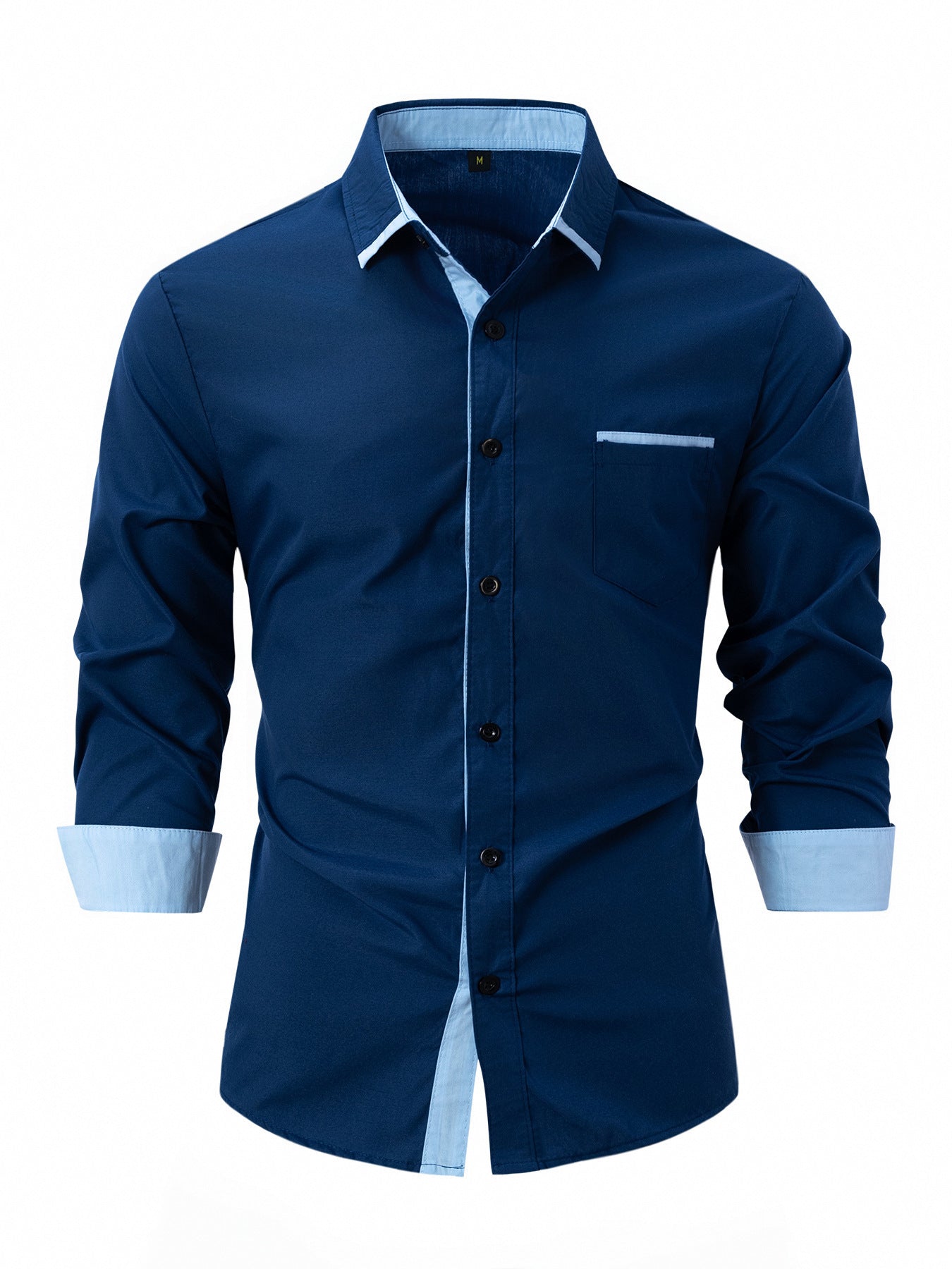 Cotton Men's Color Matching Business Slim Casual Shirt