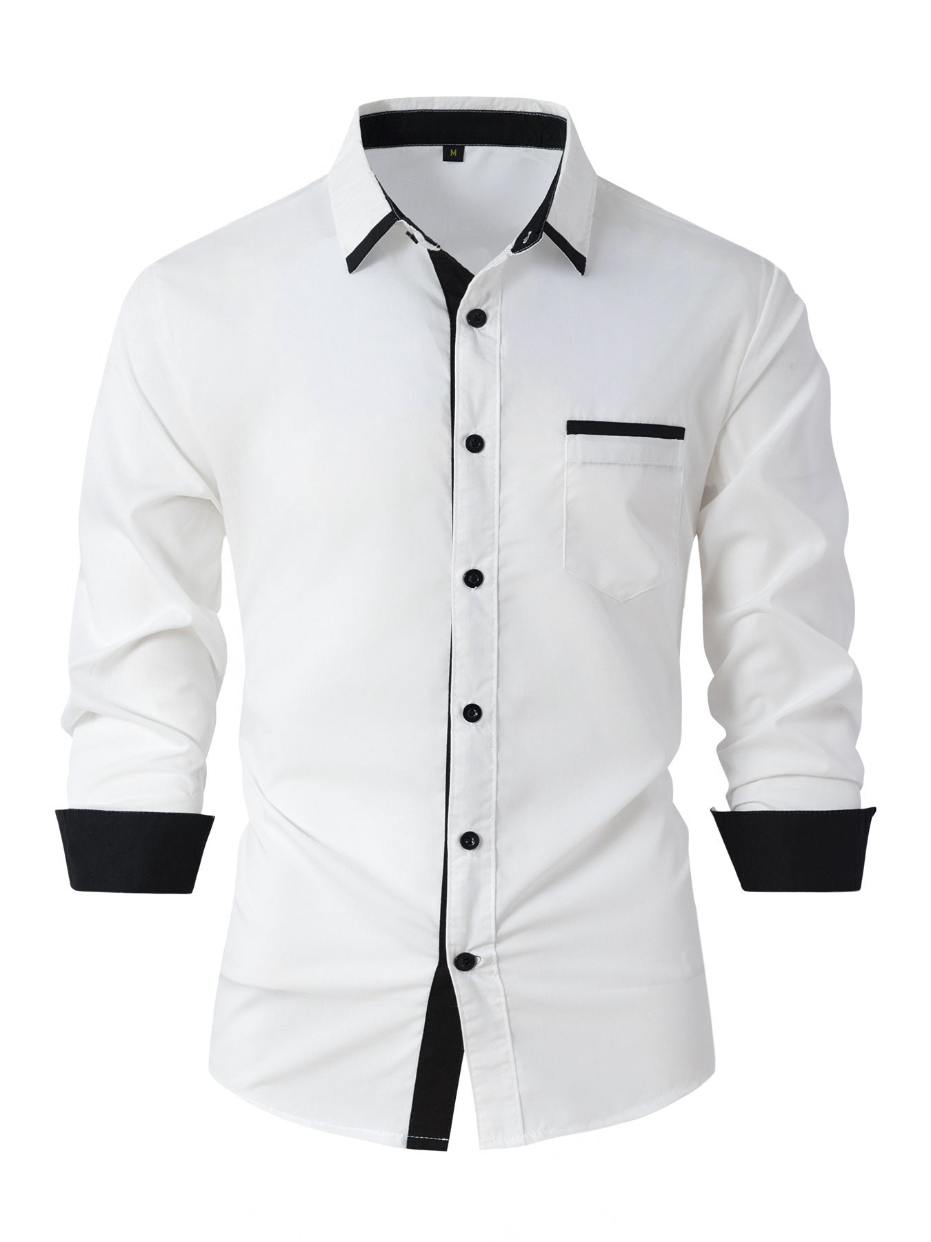 Cotton Men's Color Matching Business Slim Casual Shirt