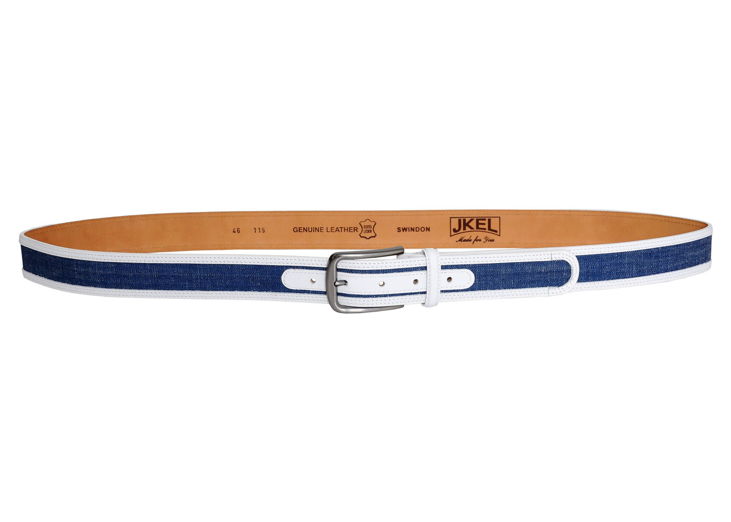 Swindon White Blue Leather Men Belt