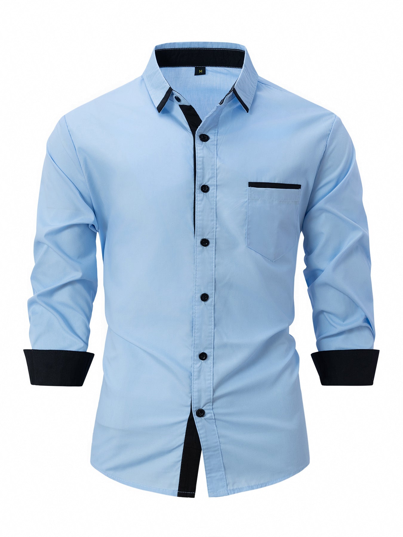 Cotton Men's Color Matching Business Slim Casual Shirt