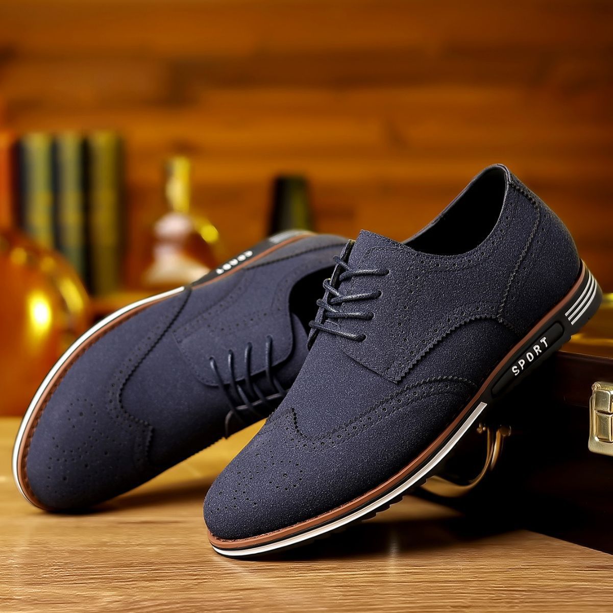 New Men's Casual Shoes Plus Size Matte Low-top Shoes Suede Leather