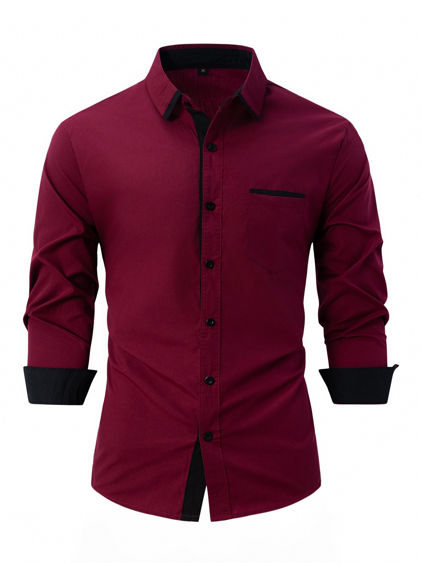 Cotton Men's Color Matching Business Slim Casual Shirt