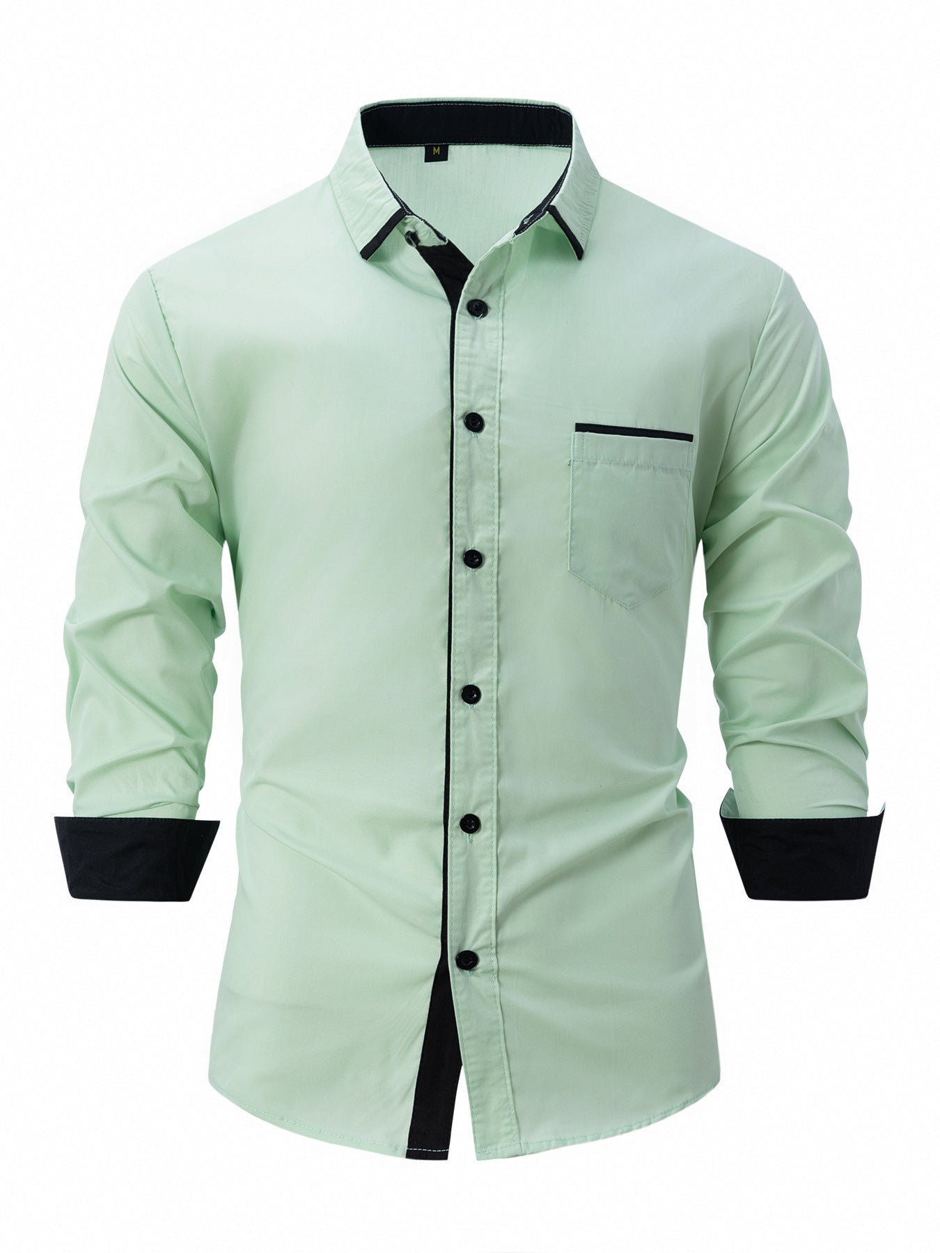 Cotton Men's Color Matching Business Slim Casual Shirt