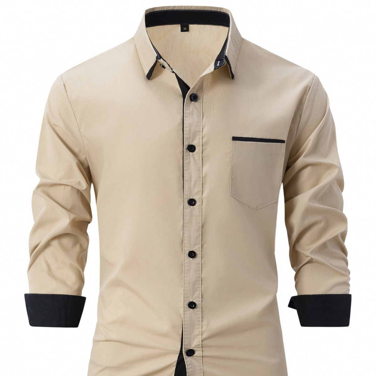 Cotton Men's Color Matching Business Slim Casual Shirt