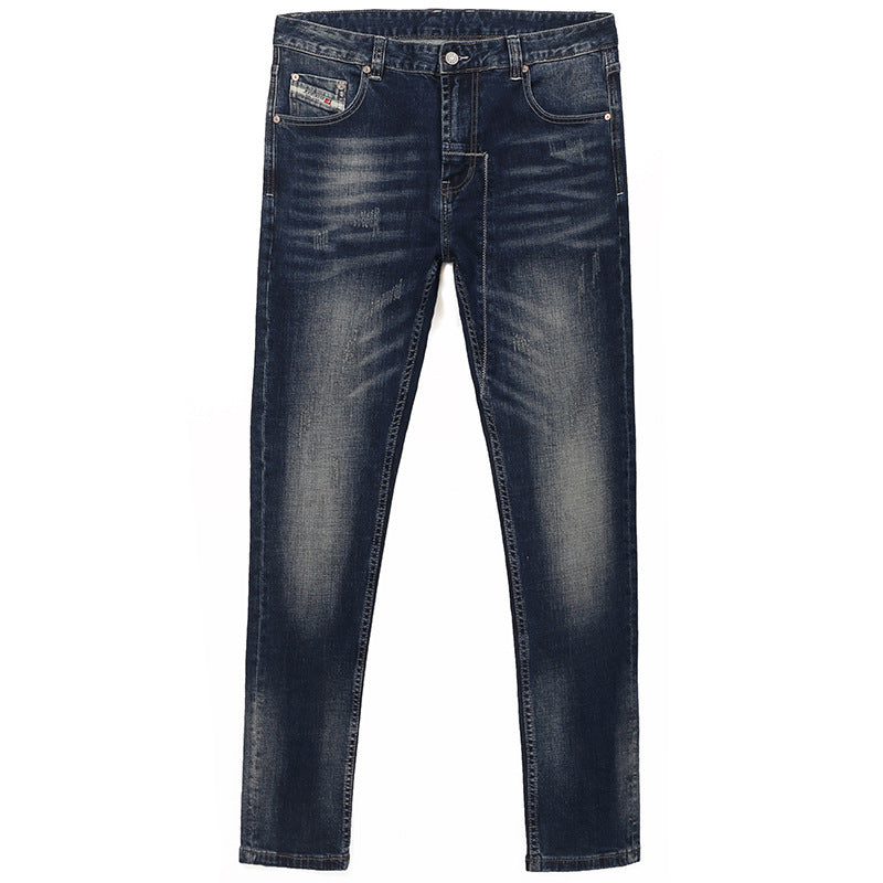 Men's Retro Elastic Slim Fit Small Straight Leg Jeans