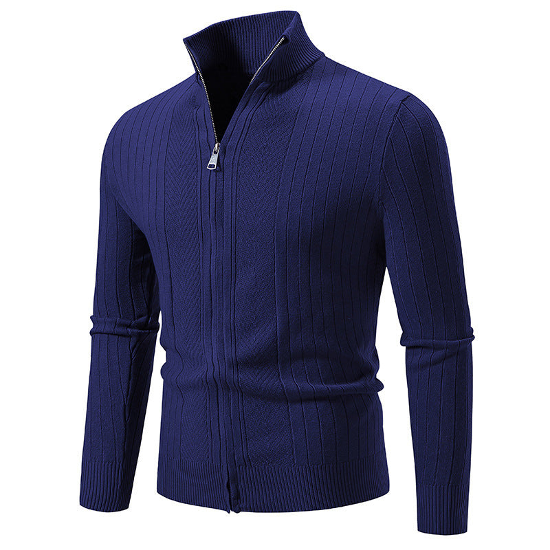 Solid Color Zipper Cardigan Jacket Coat For Men